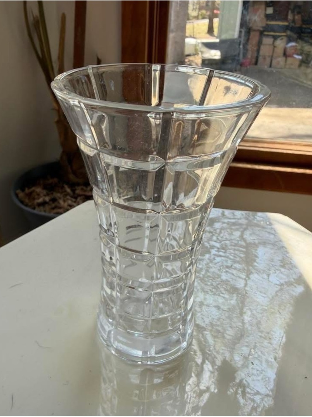 Mikasa Clear Faceted Glass Bud Vase NWT